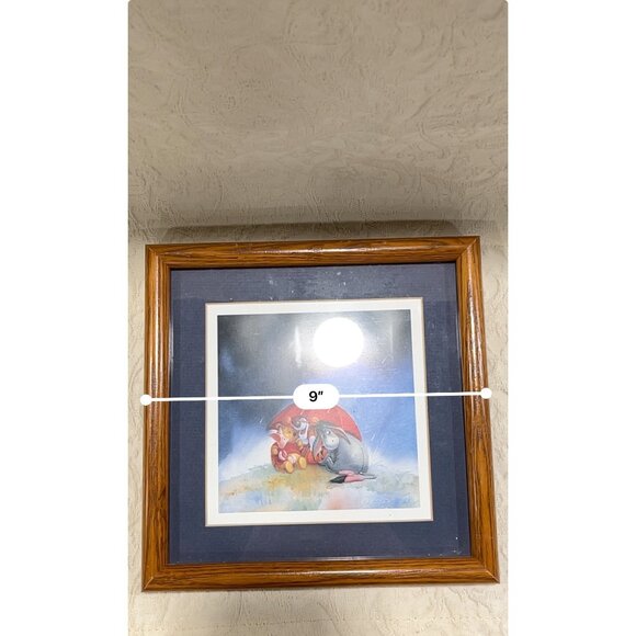 Winnie The Pooh & Friends Framed Art Print With Red Umbrella Scene - Picture 8 of 9